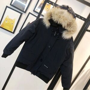Canada Goose Dark Blue Puffer Jacket with Fur Hood